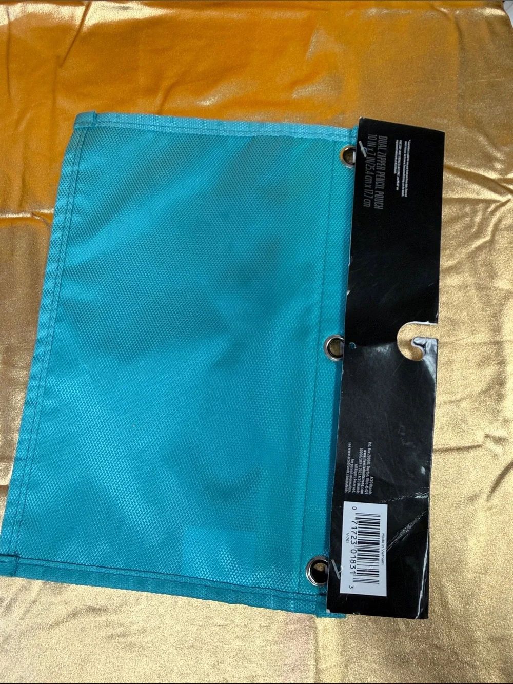 Five Star Teal Dual-Zipper Pencil Pouch with Yellow Accents